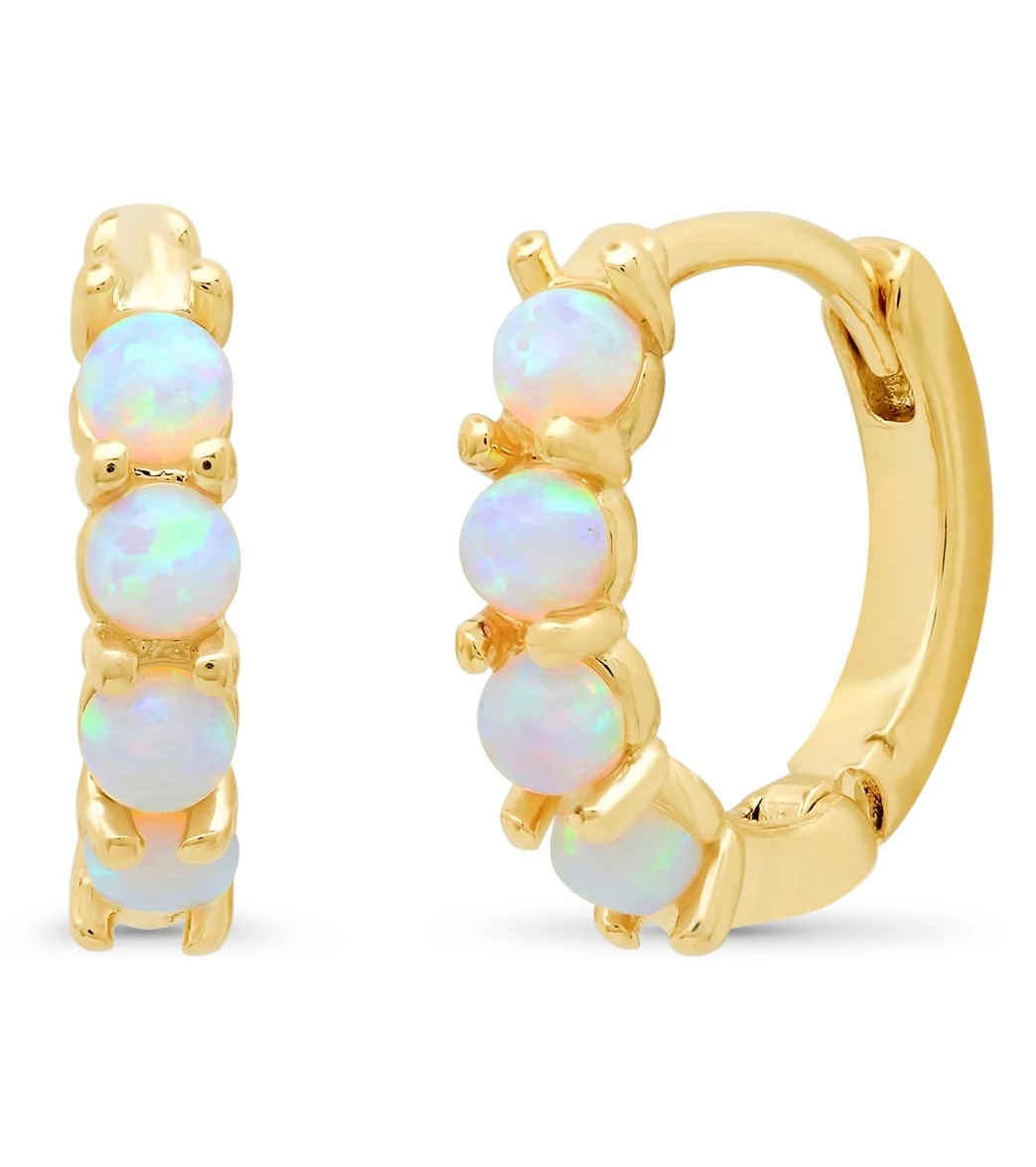 TAI Jewelry Gold Huggies with Opal Accents - Image 4