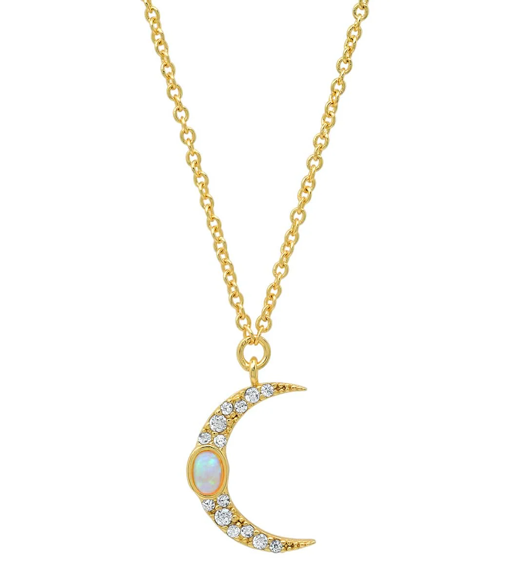TAI Jewelry Pave Moon Pendant with Opal Accent - Image 3