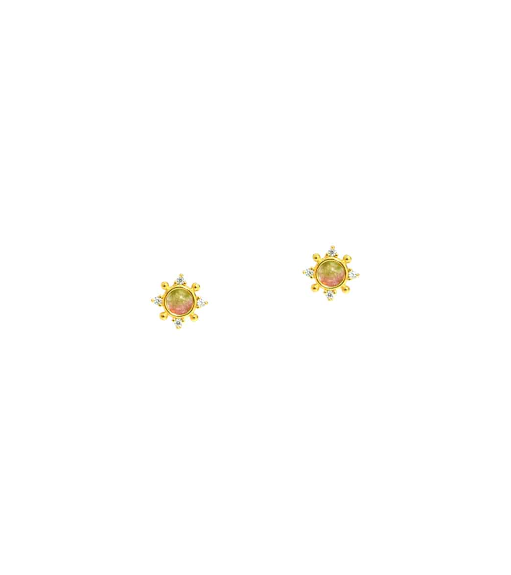 TAI Jewelry Watermelon Tourmaline Medallion Studs - Image 3
