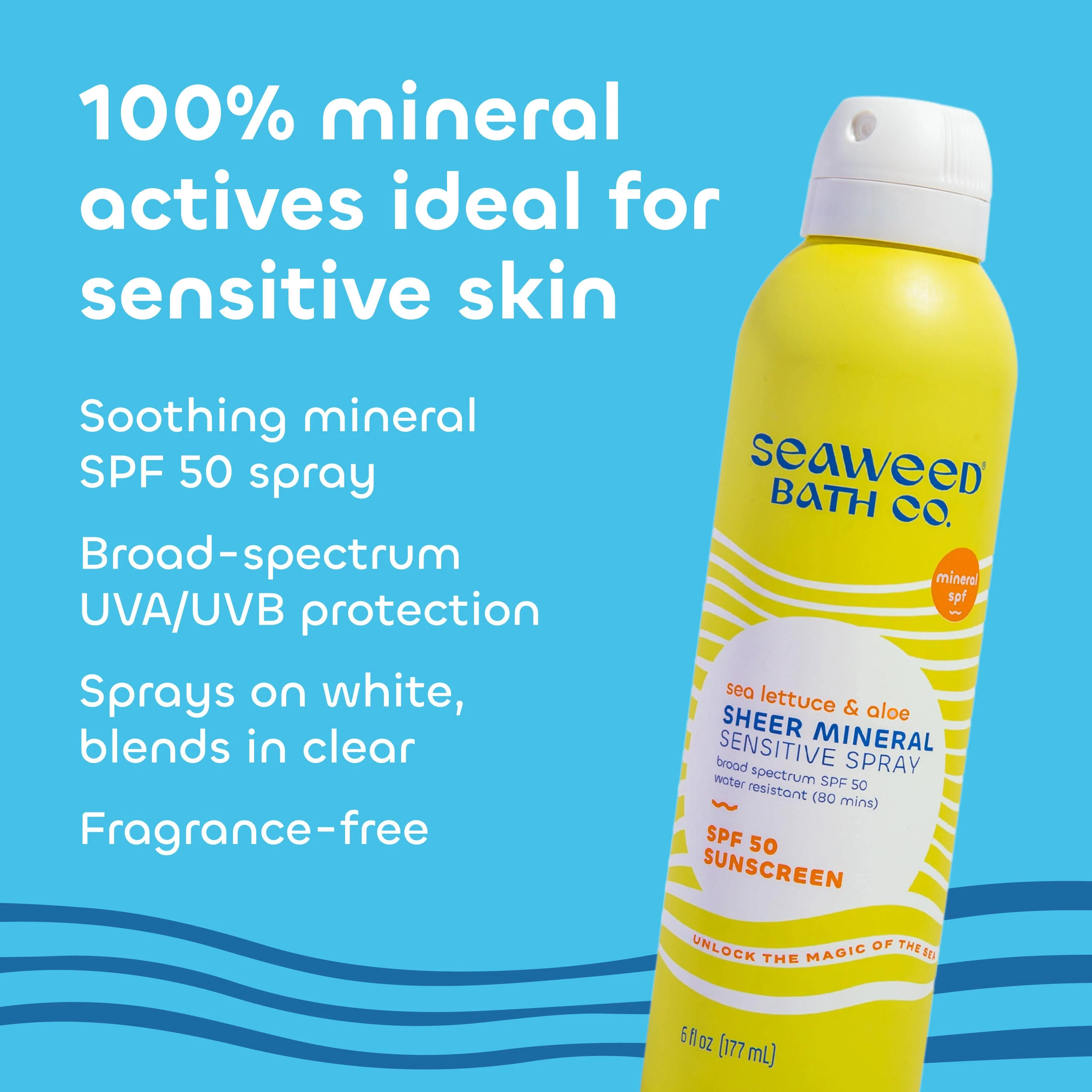 The Seaweed Bath Co. Sheer Mineral Sensitive SPF 50 Spray 6oz - Image 3