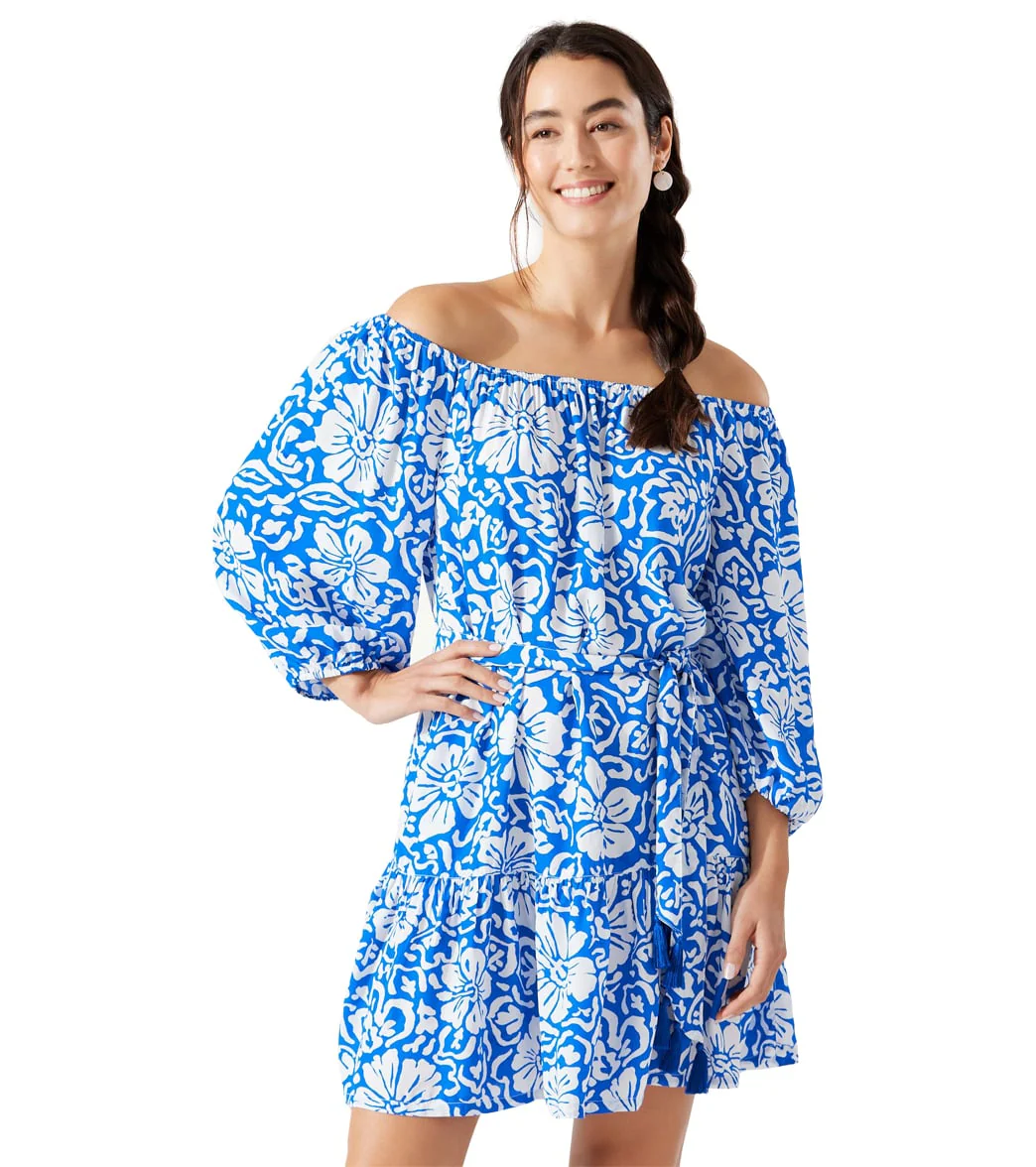 Tommy Bahama Island Cays Hibiscus Off The Shoulder Cover Up Dress - Image 6