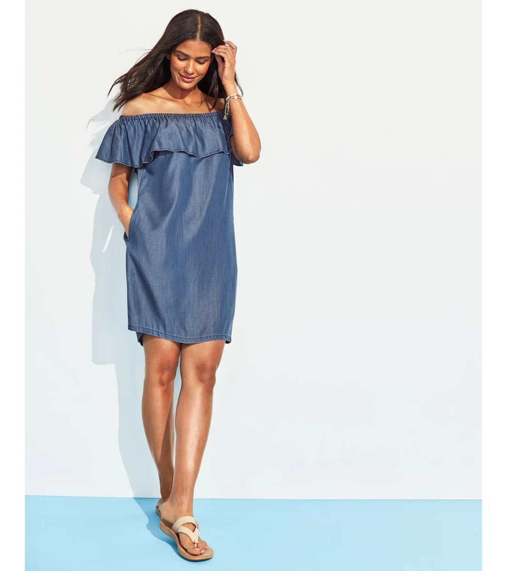 Tommy Bahama Women's Chambray Off The Shoulder Cover Up Dress - Image 4