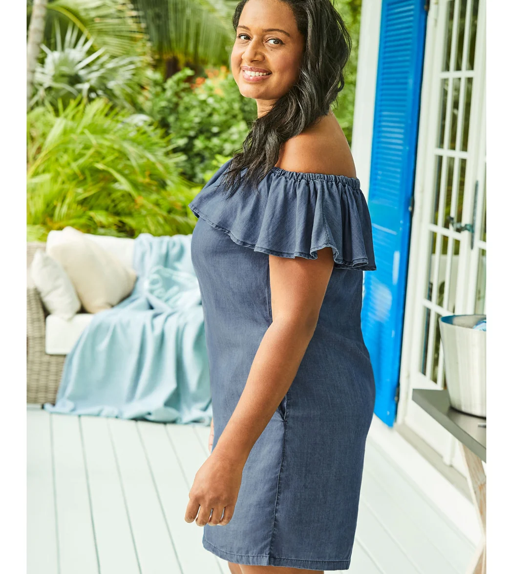 Tommy Bahama Women's Chambray Off The Shoulder Cover Up Dress - Image 5