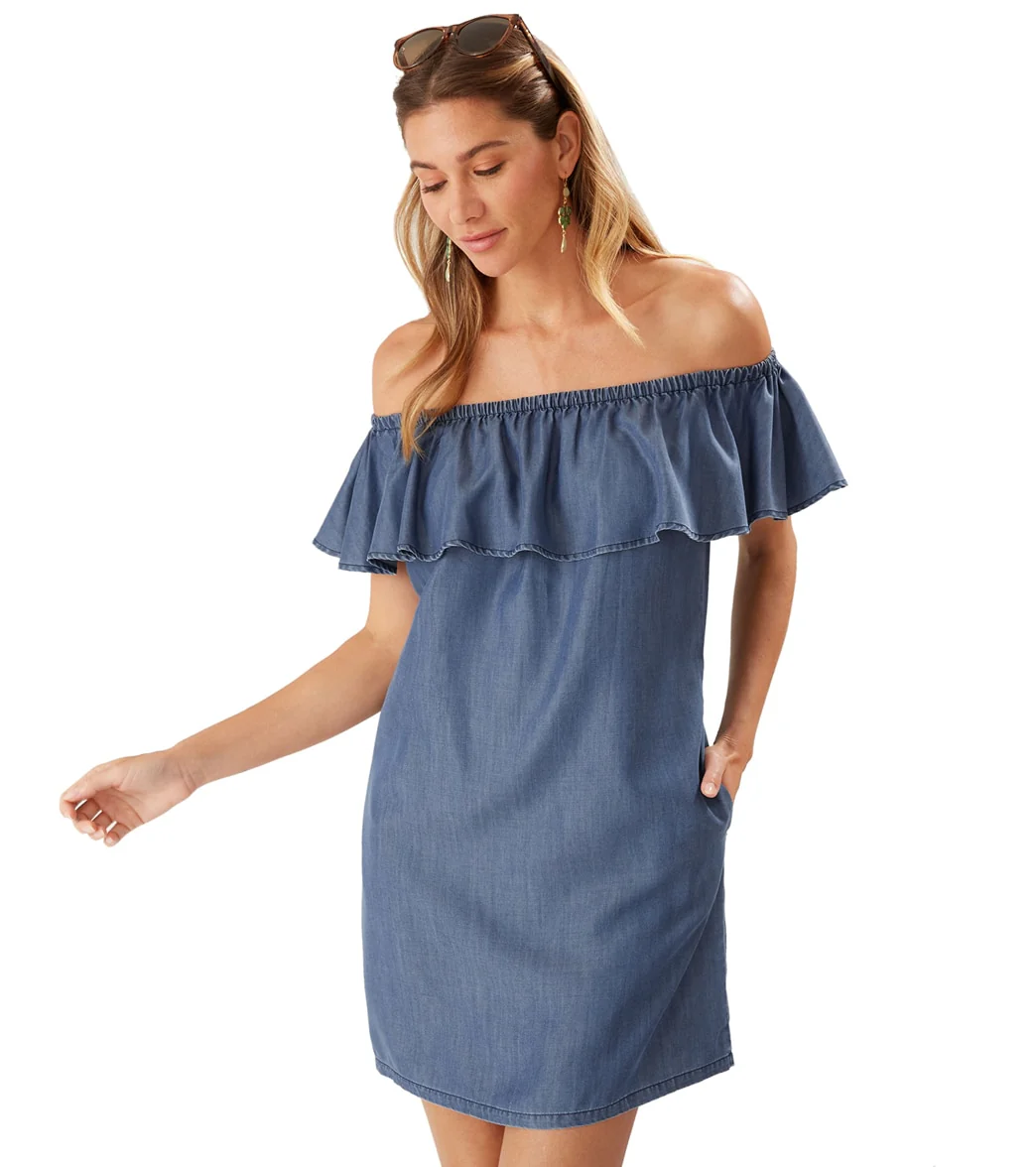 Tommy Bahama Women's Chambray Off The Shoulder Cover Up Dress - Image 8