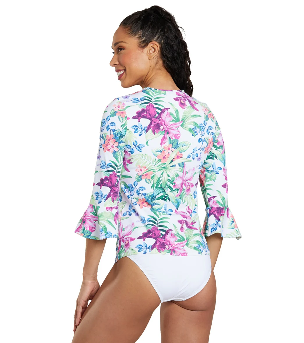 Tommy Bahama Women's Coastal Gardens Flounce Sleeve Rash Guard - Image 3