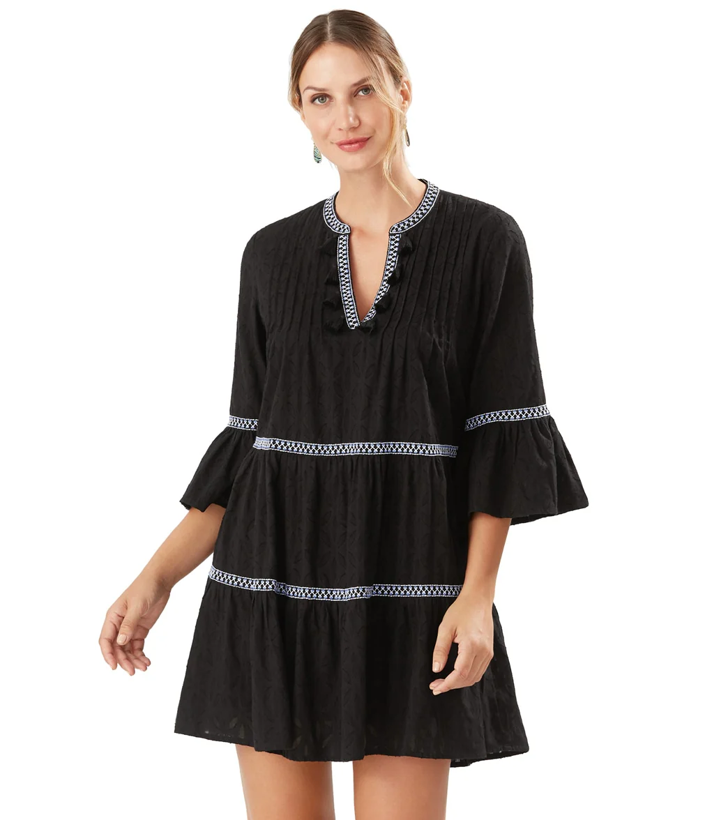 Tommy Bahama Women's Cotton Clip Jacquard Embroidered Tier Cover up Dress - Image 10