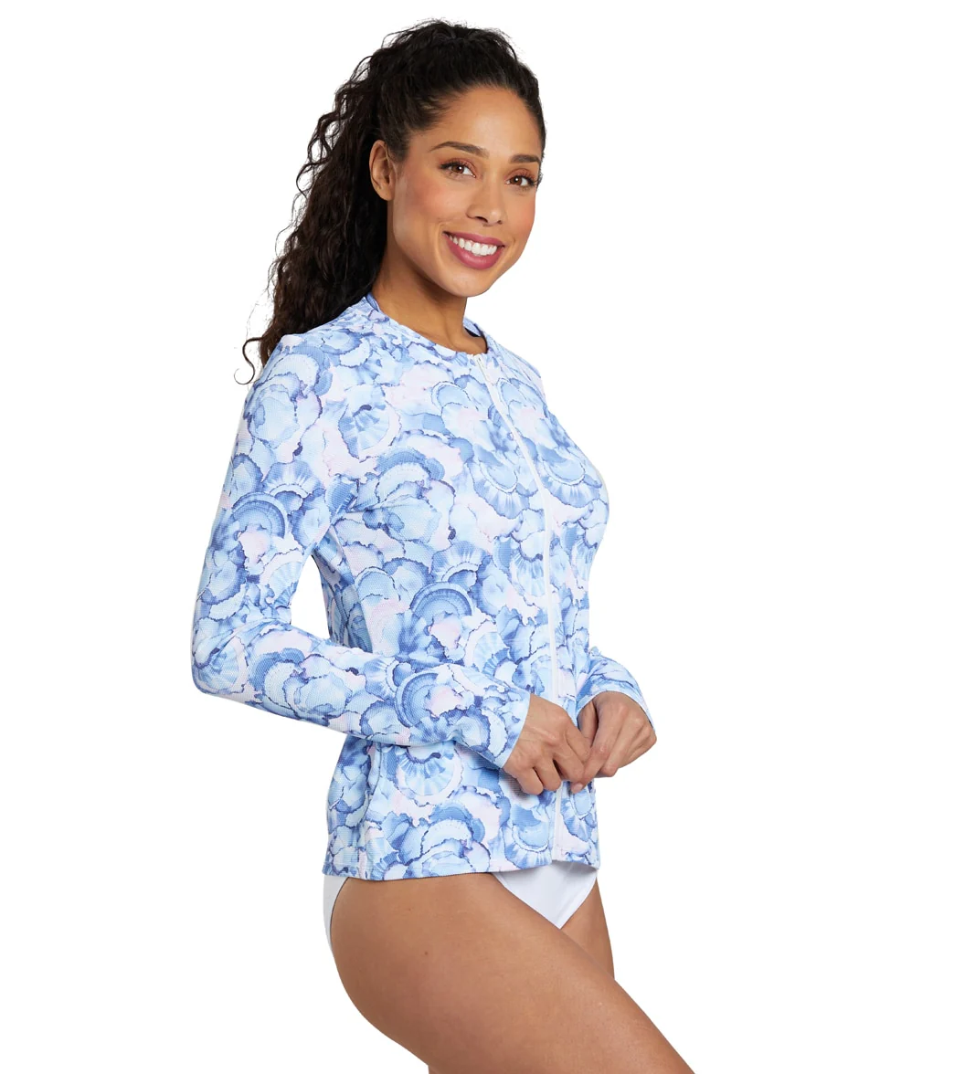 Tommy Bahama Women's Island Cays Abalone Full Zip Long Sleeve Rash Guard - Image 2