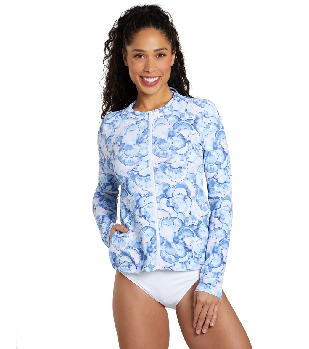 Tommy Bahama Women's Island Cays Abalone Full Zip Long Sleeve Rash Guard - Image 7