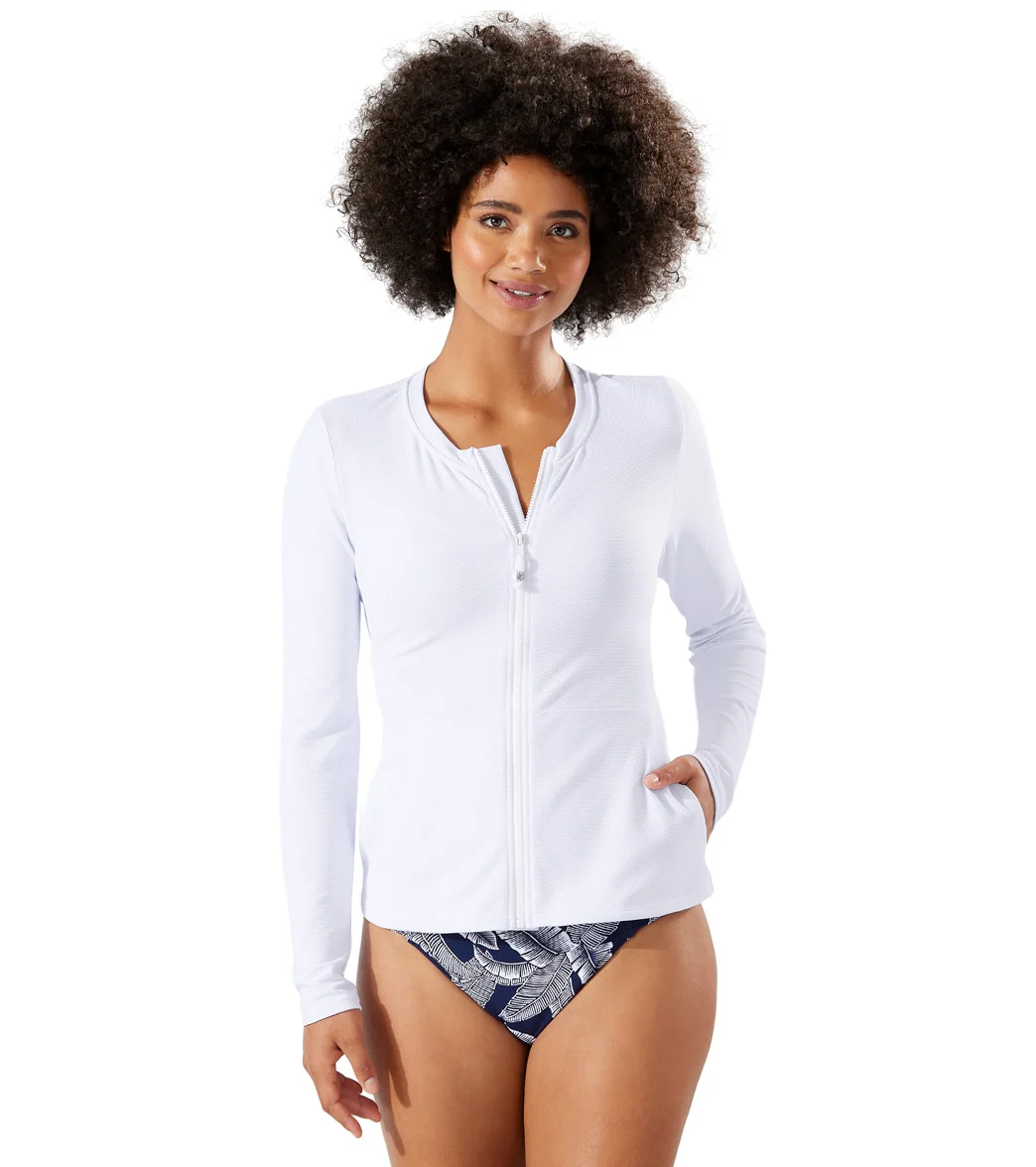 Tommy Bahama Women's Island Cays Solid Full Zip Long Sleeve Rashguard - Image 8