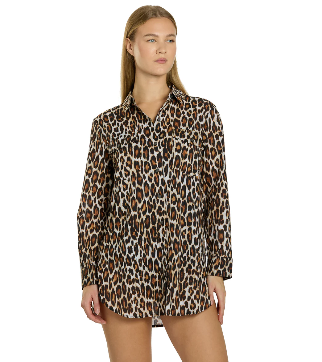 Tommy Bahama Women's Leopard Boyfriend Shirt - Image 7