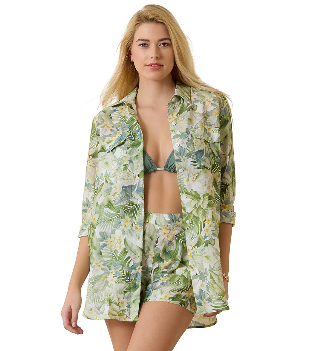 Tommy Bahama Women's Paradise Fronds Boyfriend Cover Up Shirt - Image 8