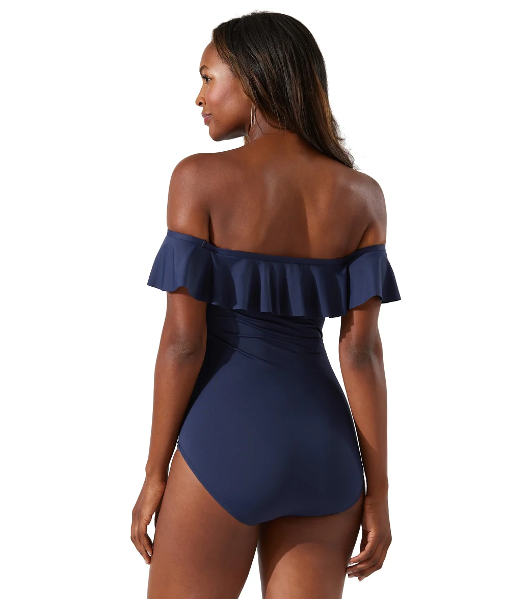 Tommy Bahama Women's Pearl Solids Off The Shoulder One Piece Swimsuit - Image 10