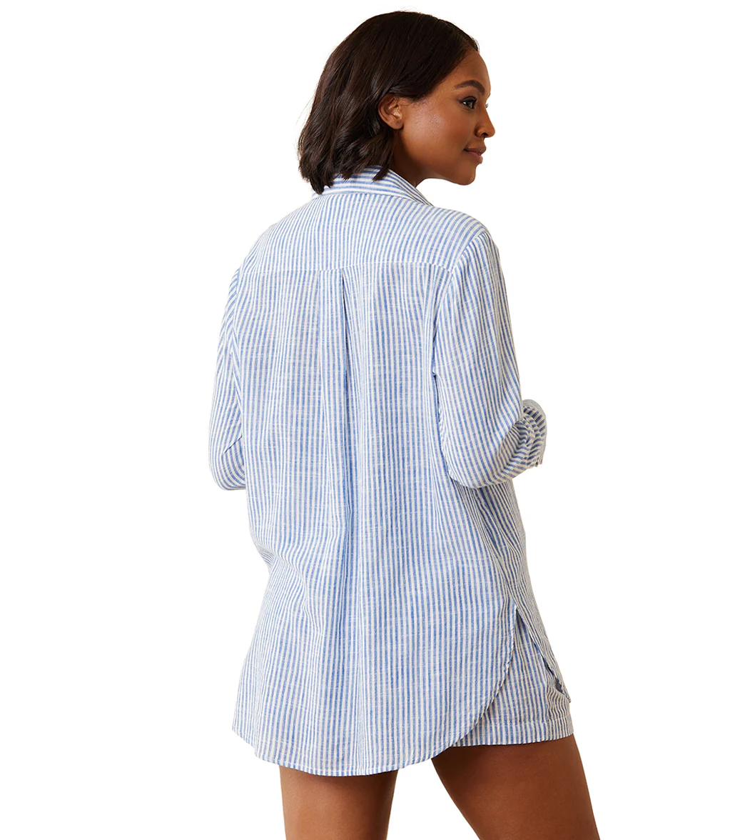 Tommy Bahama Women's Shoreline Stripe Boyfriend Shirt - Image 2