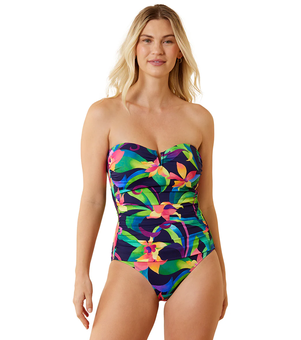 Tommy Bahama Women's Tropical Blooms V Front Bandeau One Piece Swimsuit - Image 6