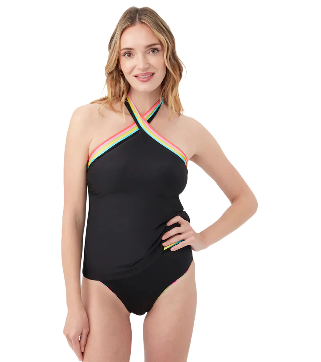 Trina Turk Women's Tiki Reversible High Neck Tankini Top - Image 6