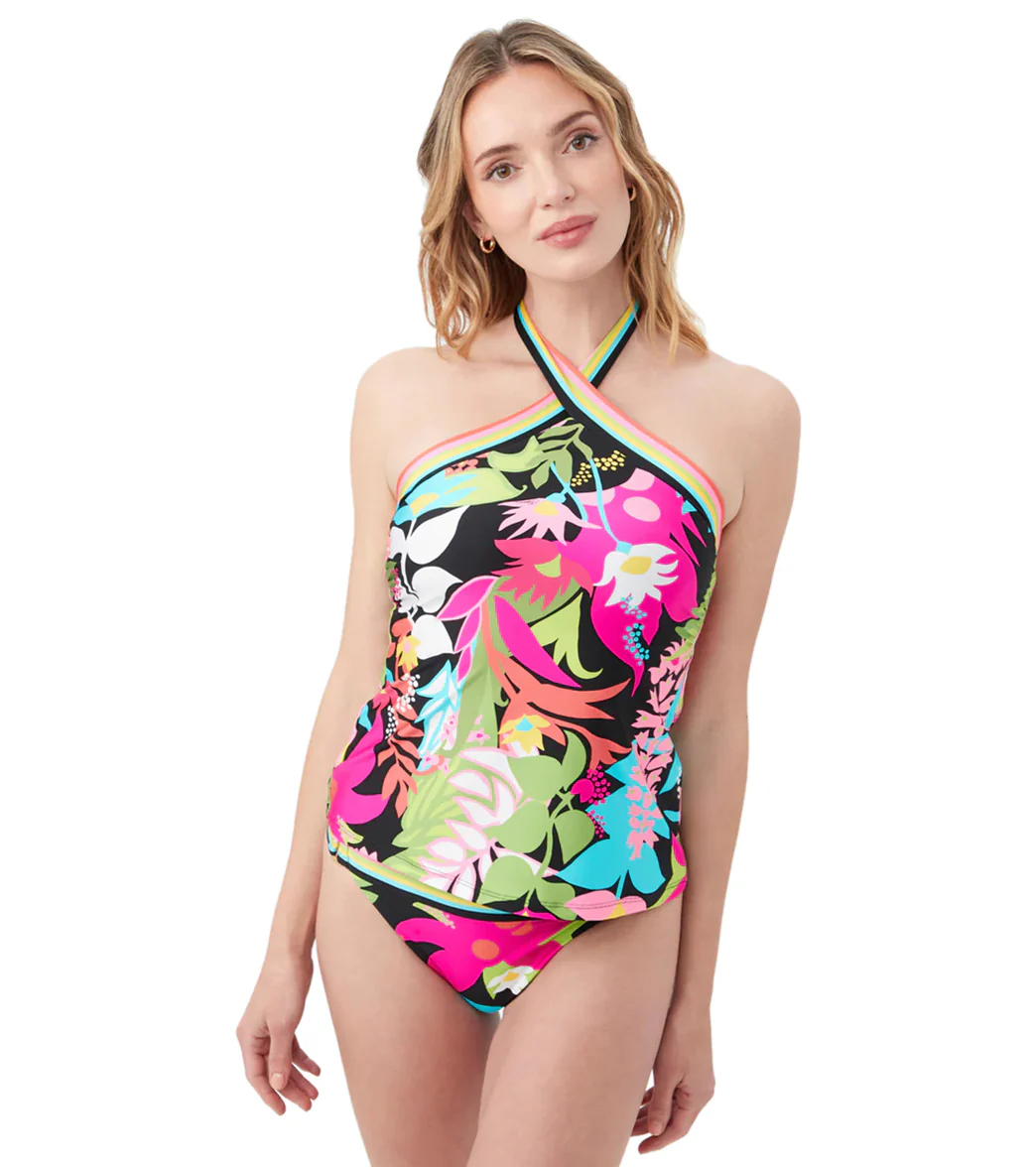 Trina Turk Women's Tiki Reversible High Neck Tankini Top - Image 8