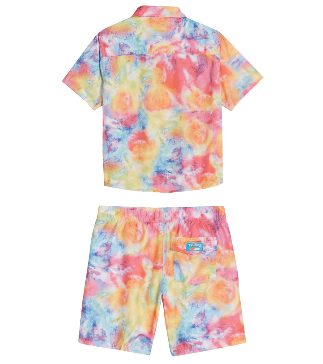 Trunks Surf & Swim Co. Boys' Bright Tie Dye Camp Shirt & Swim Trunks Set (Big Kid) - Image 2