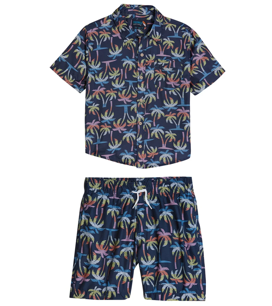 Trunks Surf & Swim Co. Boys' Colorblock Camp Shirt & Swim Trunks Set (Big Kid)