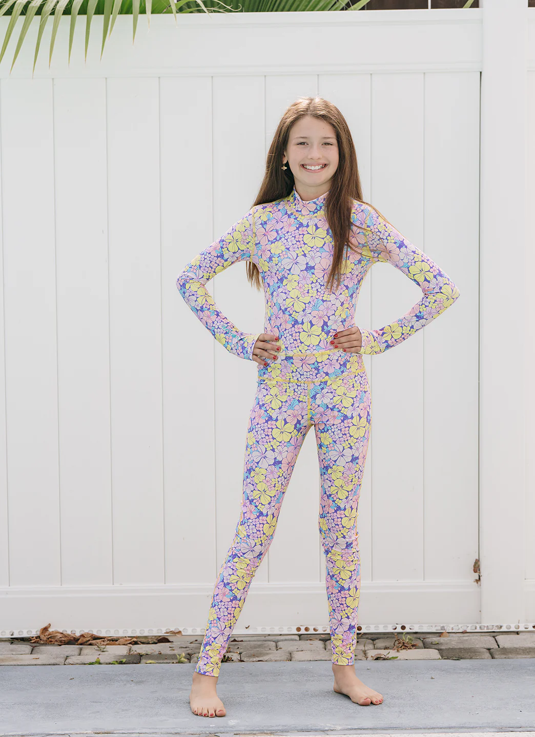 TUTUBLUE Girls' Flower Power UPF 50+ Long Sleeve Full Body One Piece Swimsuit (Toddler, Little Kid, Big Kid) - Image 2