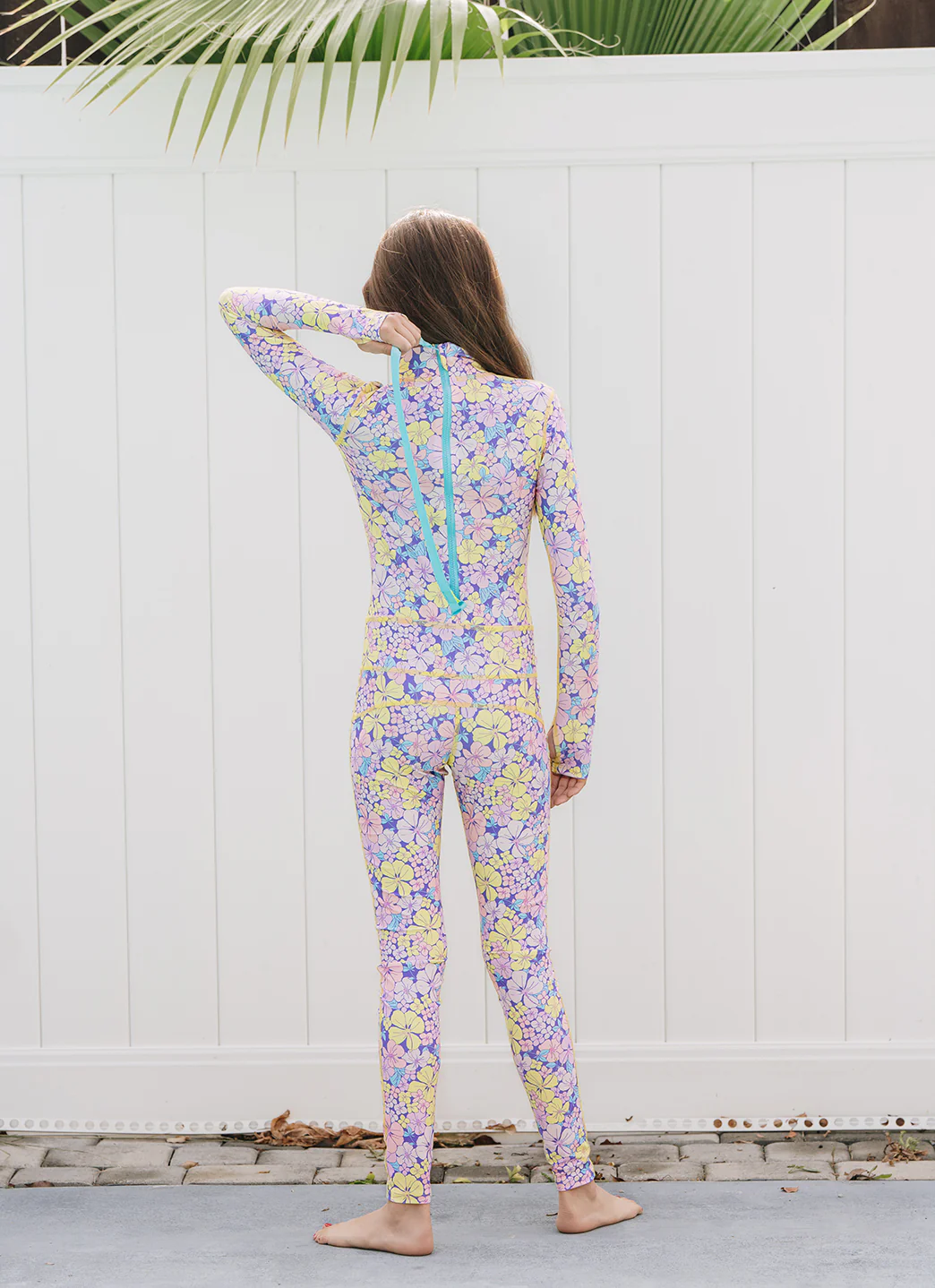 TUTUBLUE Girls' Flower Power UPF 50+ Long Sleeve Full Body One Piece Swimsuit (Toddler, Little Kid, Big Kid) - Image 4