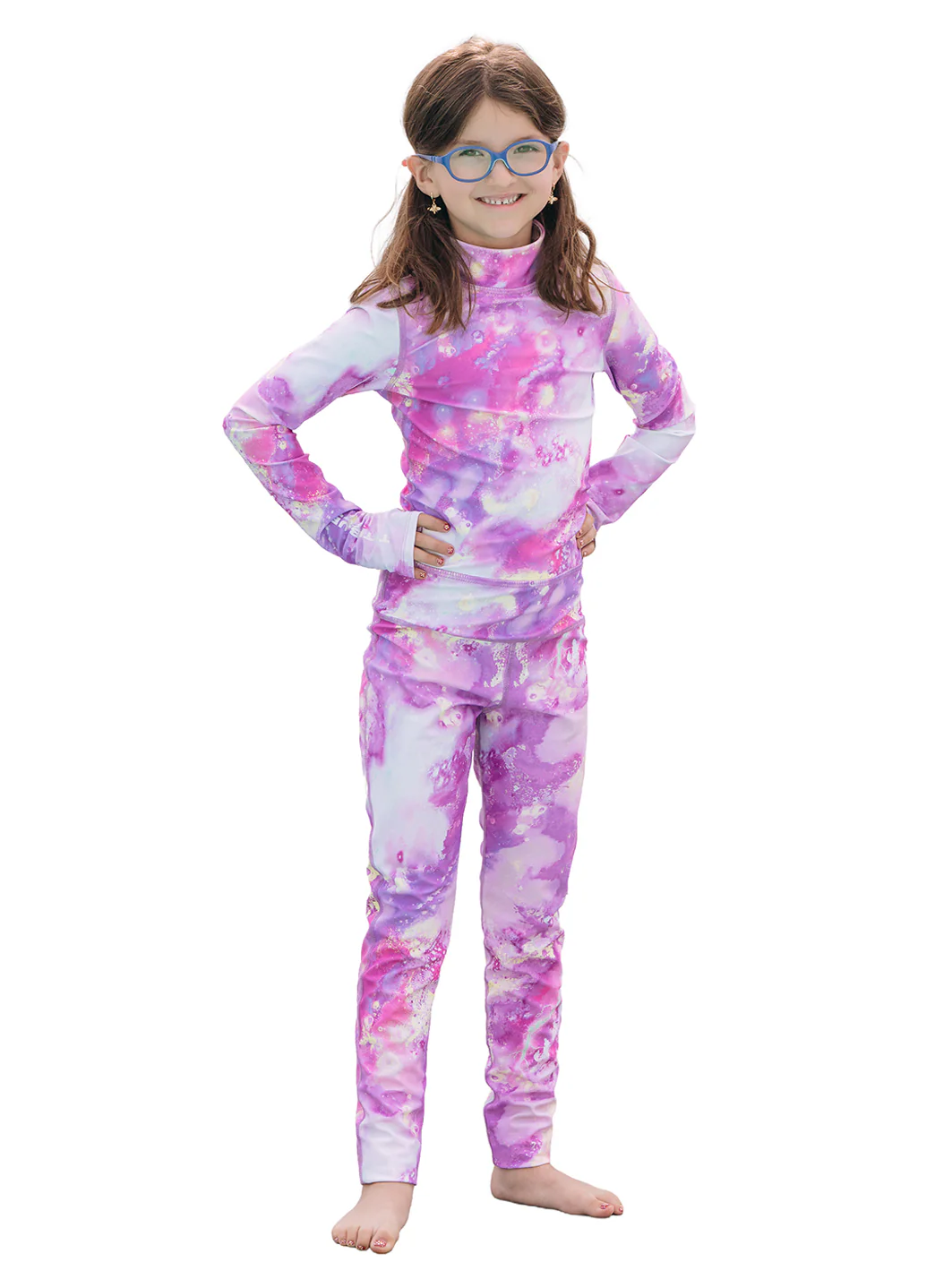 TUTUBLUE Girls' Purple Pixie UPF 50+ Long Sleeve Full Body One Piece Swimsuit (Toddler, Little Kid, Big Kid)