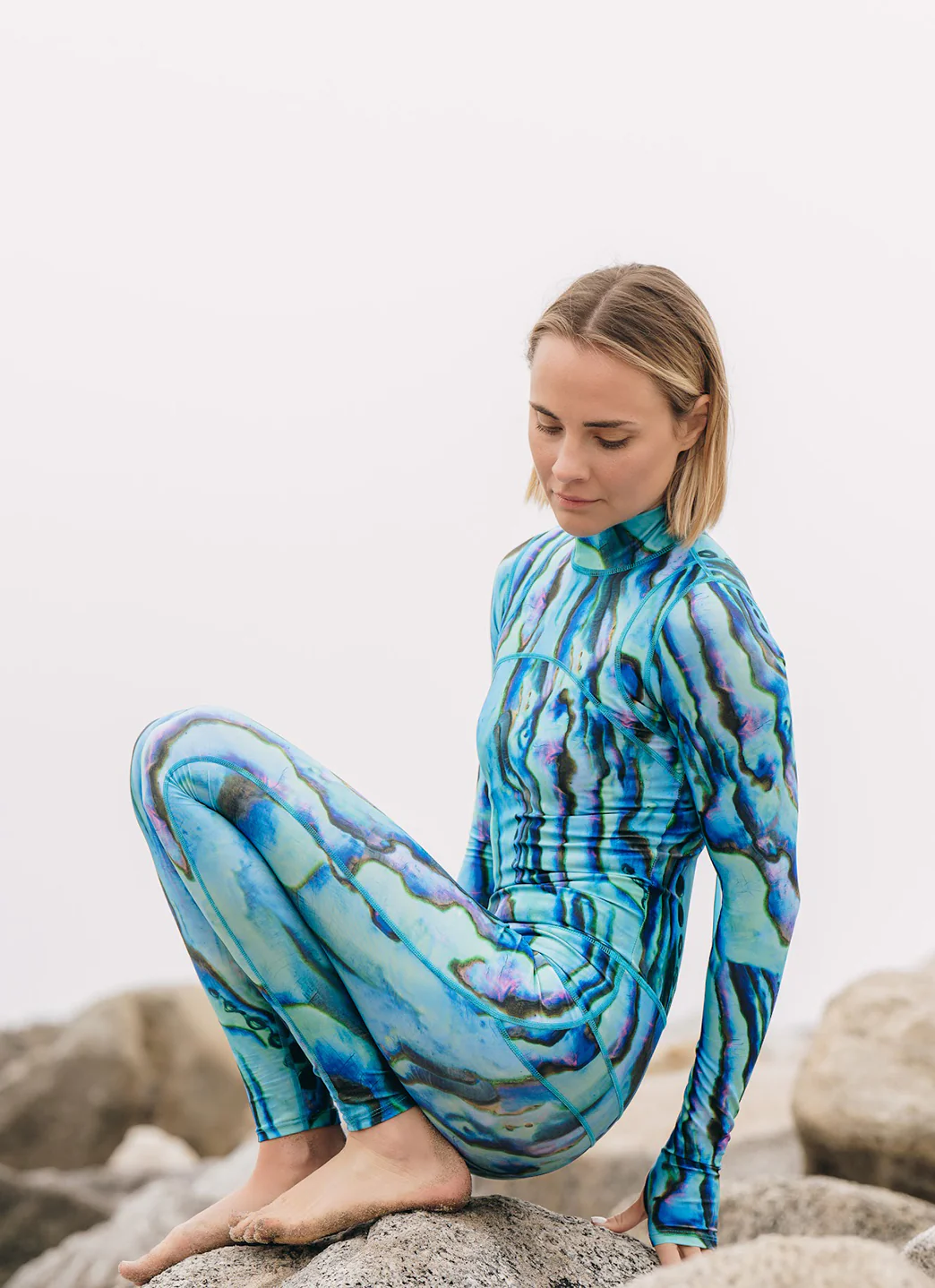 TUTUBLUE Women's Blue Abalone Classic UPF 50+ Long Slevee Unitard - Image 7