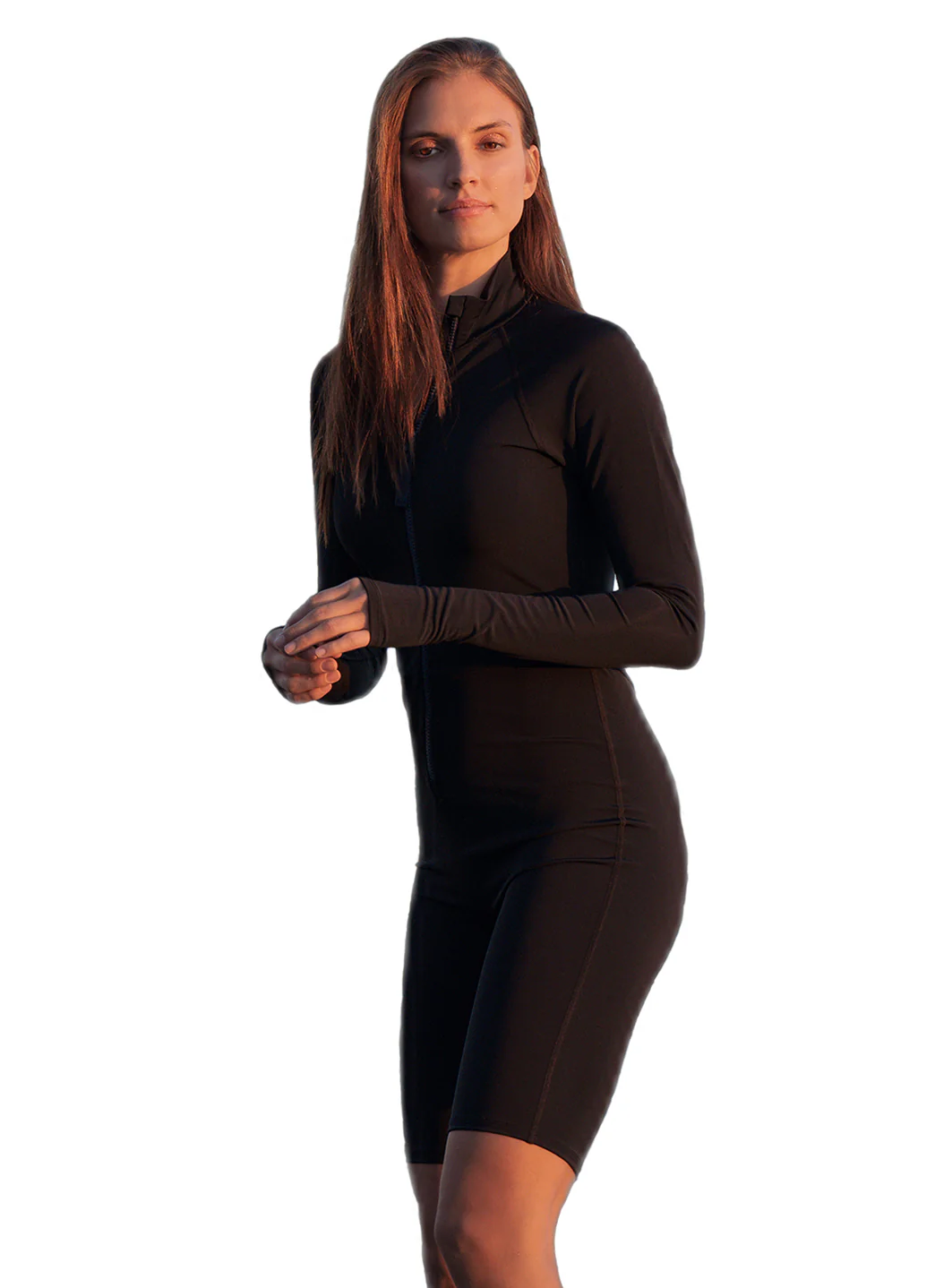 TUTUBLUE Women's Solid  Front Zip UPF 50+ Biker Short Unitard One Piece Swimsuit - Image 3