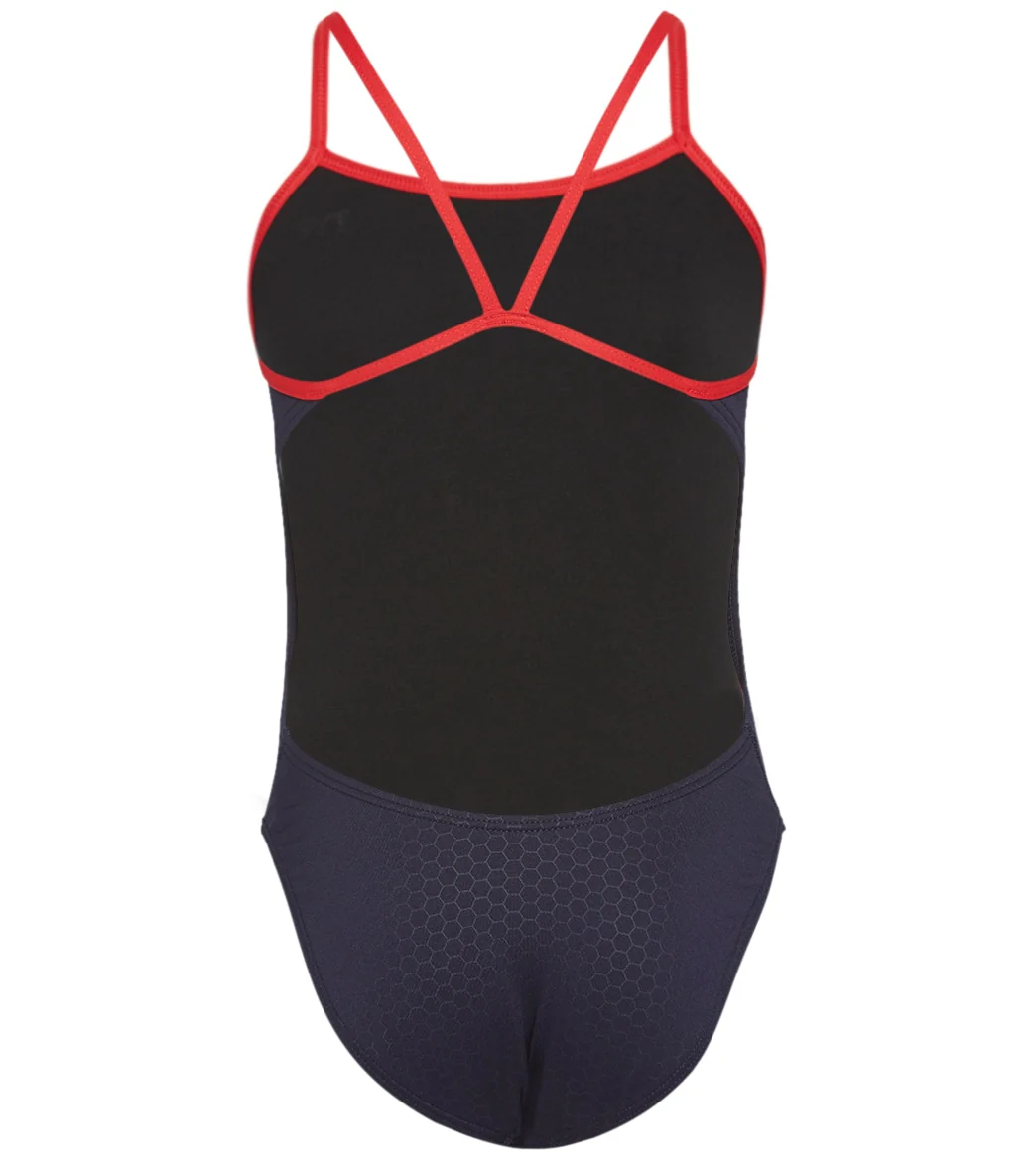 TYR Girls' Hexa Cutoutfit USA One Piece Swimsuit - Image 2