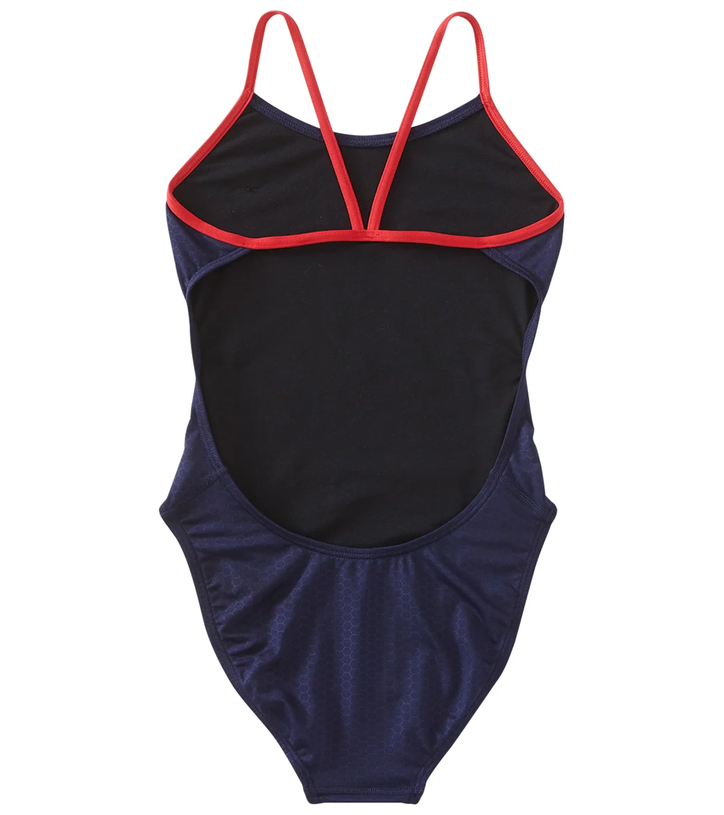 TYR Girls' Hexa Cutoutfit USA One Piece Swimsuit - Image 4
