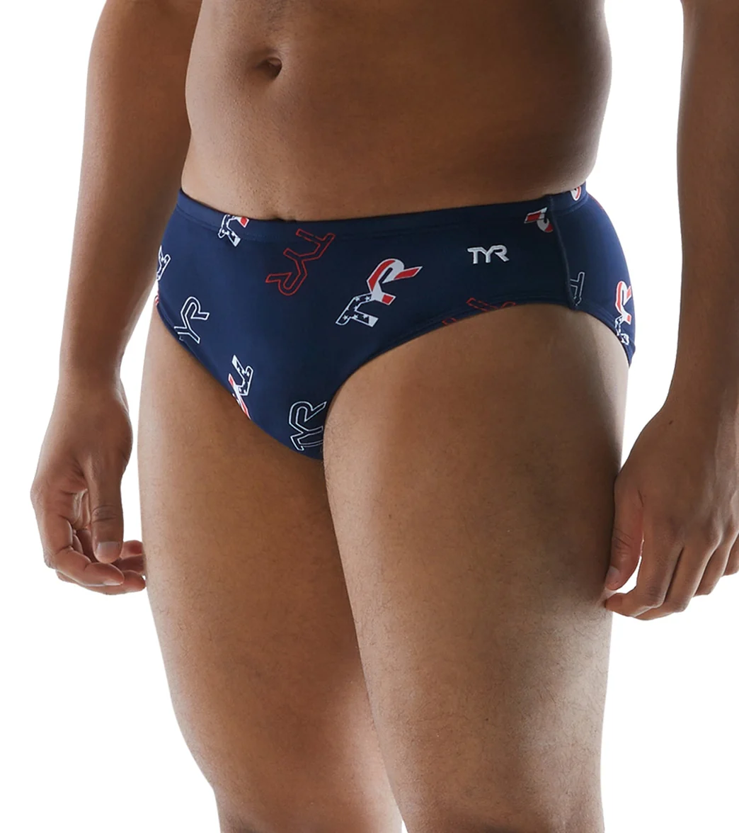 TYR Men's Cascading TYR Print Racer Brief Swimsuit - Image 8