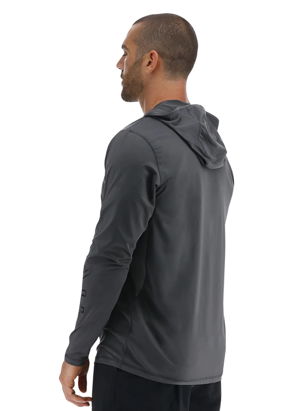 TYR Men's Solid SunDefense Hooded Long Sleeve UPF 50+ Swim Shirt - Image 6