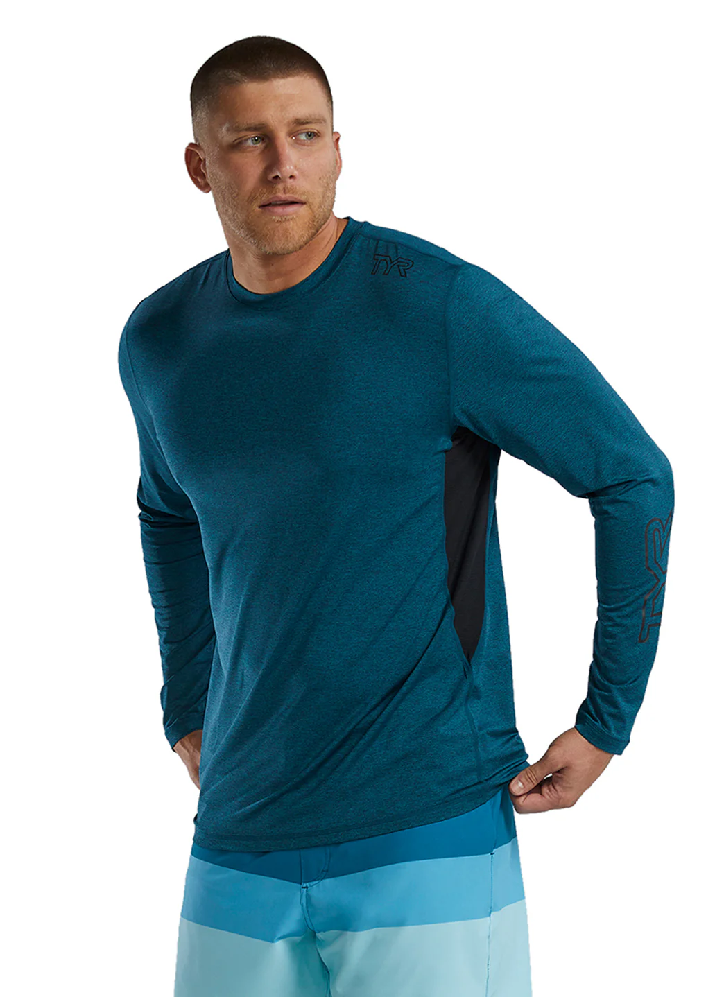 TYR Men's Solid SunDefense Long Sleeve UPF 50+ Swim Shirt - Image 10