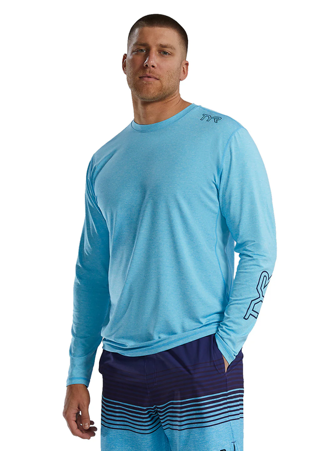 TYR Men's Solid SunDefense Long Sleeve UPF 50+ Swim Shirt - Image 20
