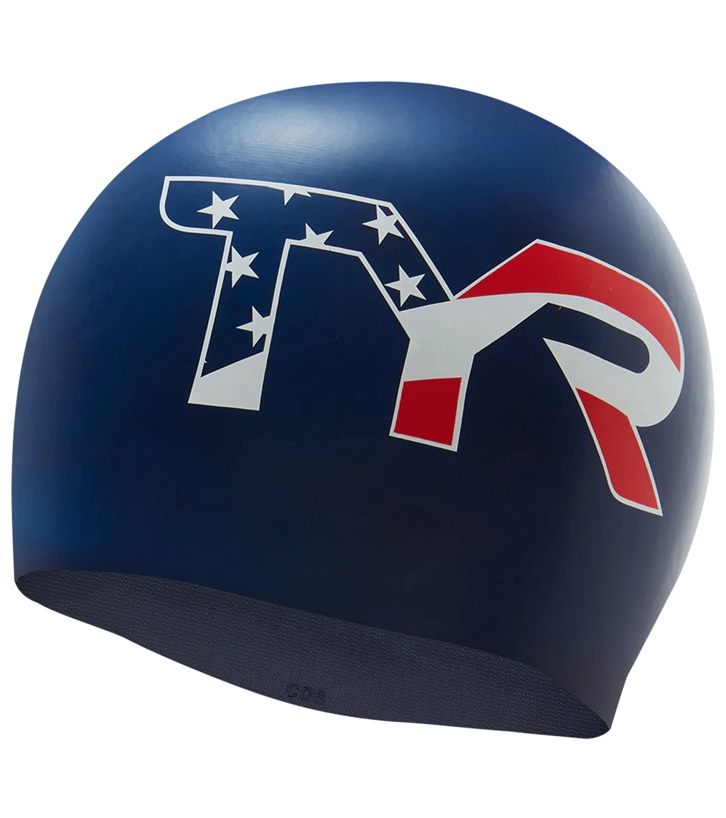 TYR USA Logo Silicone Swim Cap - Image 4
