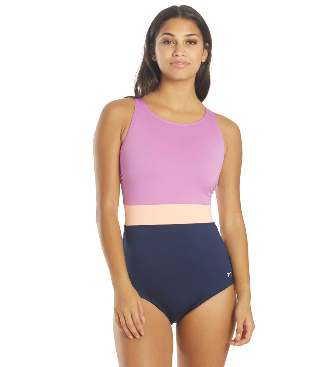 TYR Women's Solid Splice Belted Controlfit Chlorine Resistant One Piece Swimsuit - Image 7
