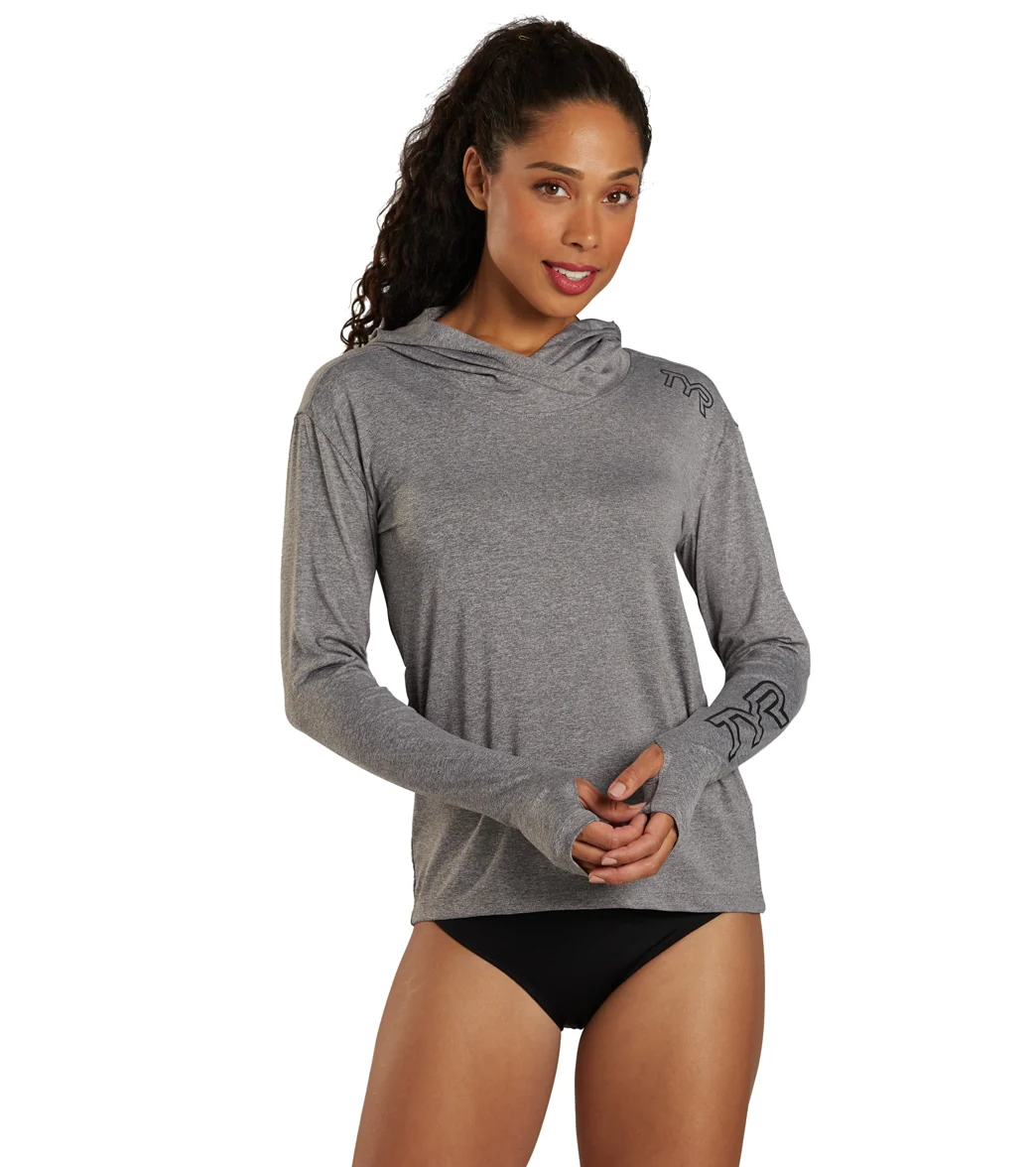 TYR Women's SunDefense Long Sleeve Hooded UPF 50+ Swim Shirt - Image 15