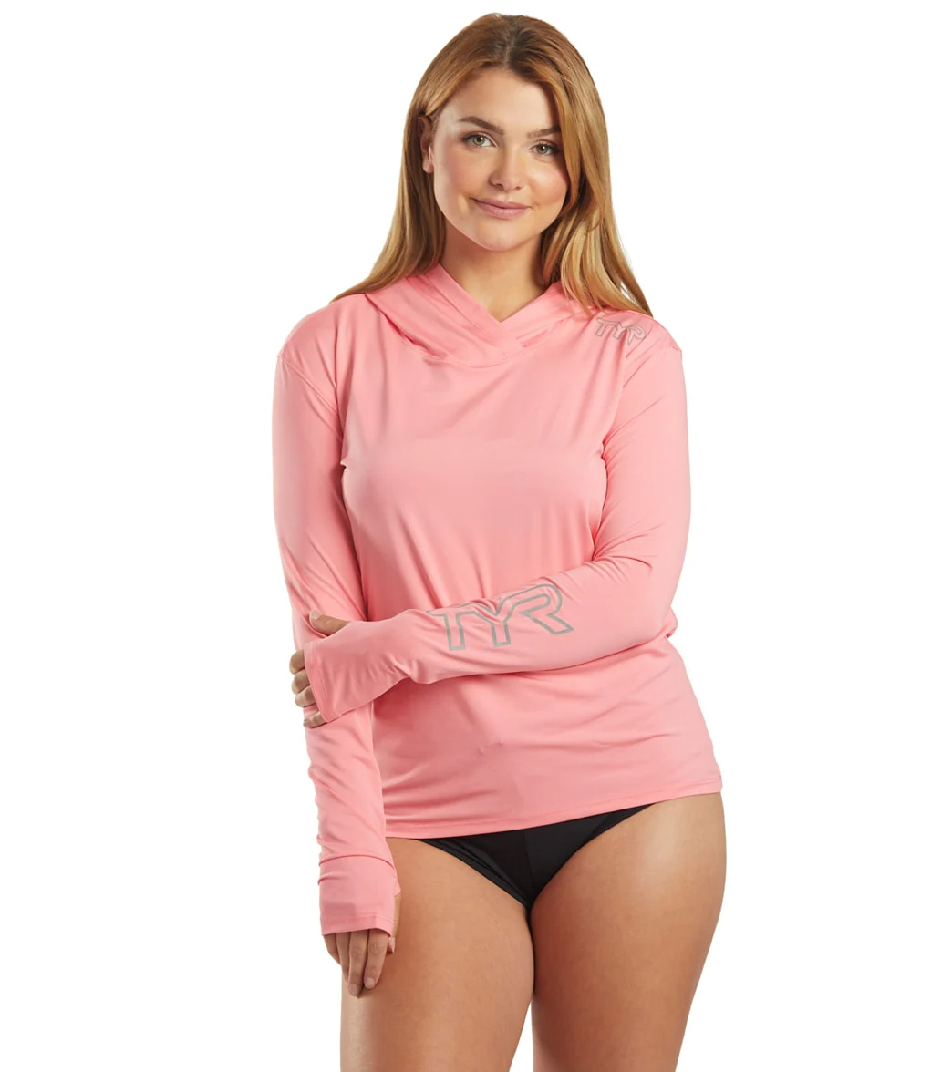 TYR Women's SunDefense Long Sleeve Hooded UPF 50+ Swim Shirt - Image 22