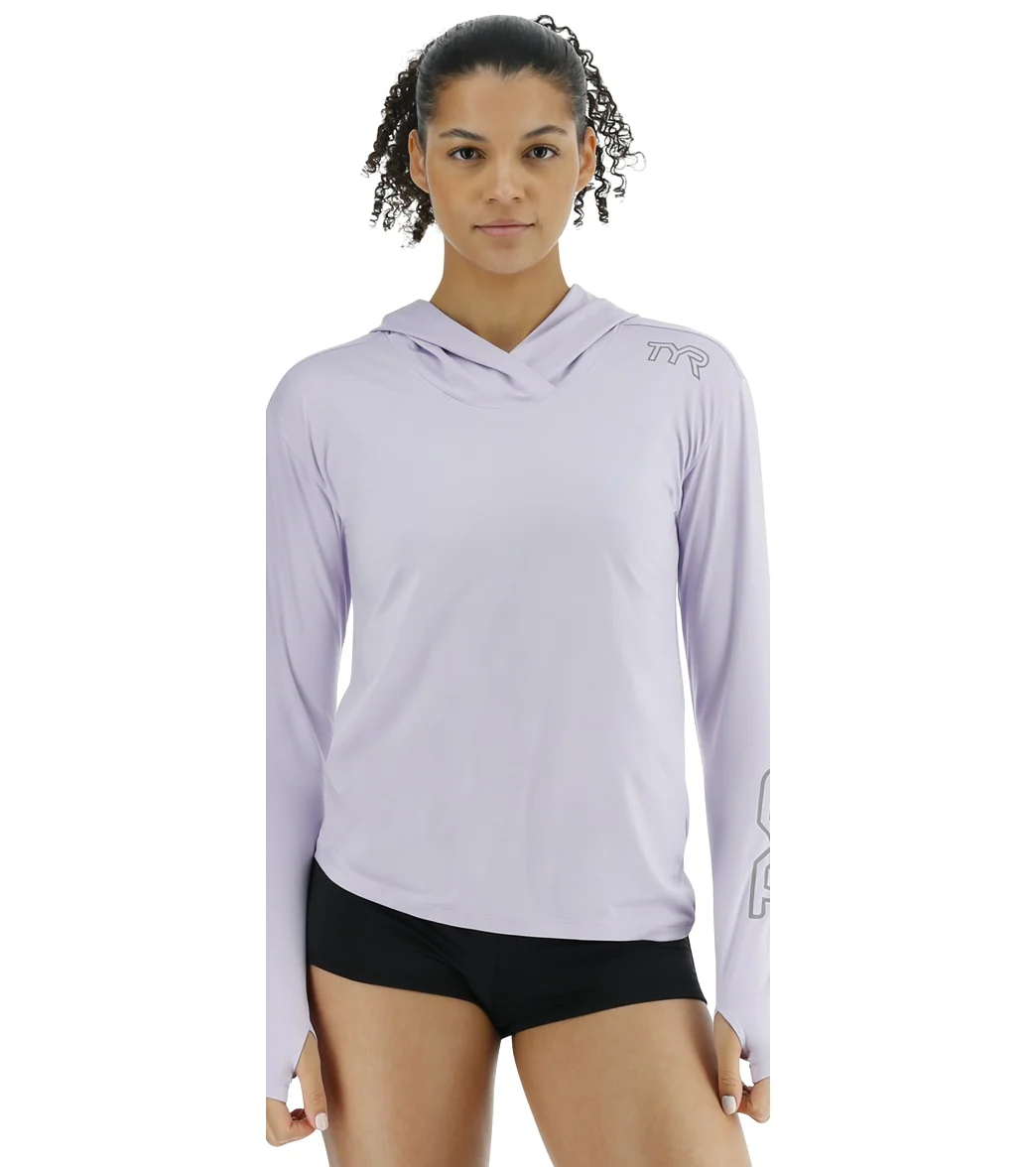 TYR Women's SunDefense Long Sleeve Hooded UPF 50+ Swim Shirt - Image 74