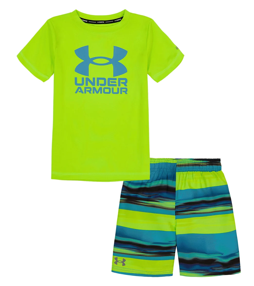 Under Armour Boys' UA Serenity Stripe Short Sleeve Swim Set (Baby, Toddler, Little Kid) - Image 3