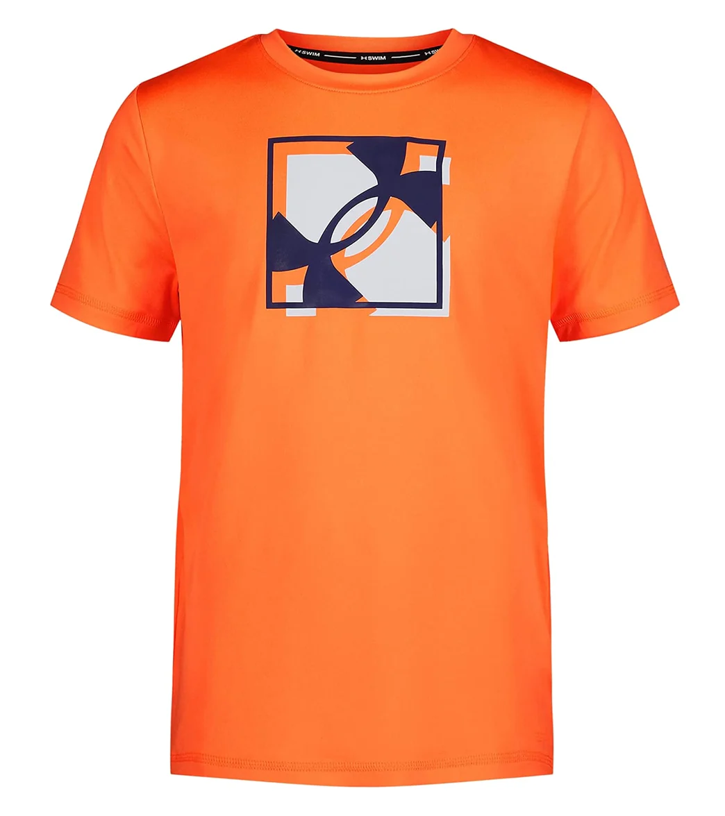 Under Armour Boys' UA SQ Logo Short Sleeve Surf Shirt (Big Kid) - Image 3