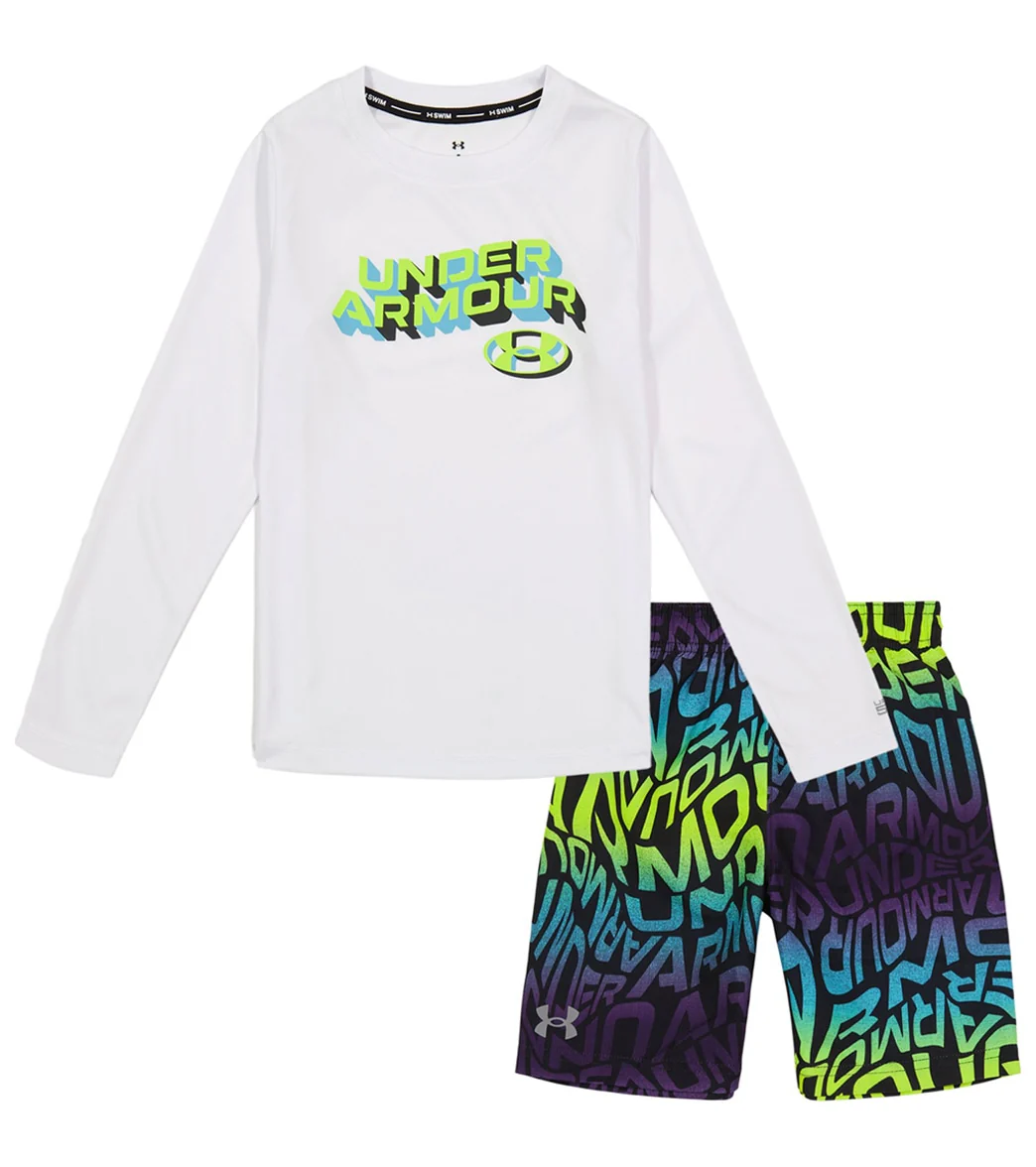 Under Armour Boys' UA Warp Logo Long Sleeve Swim Set (Little Kid)