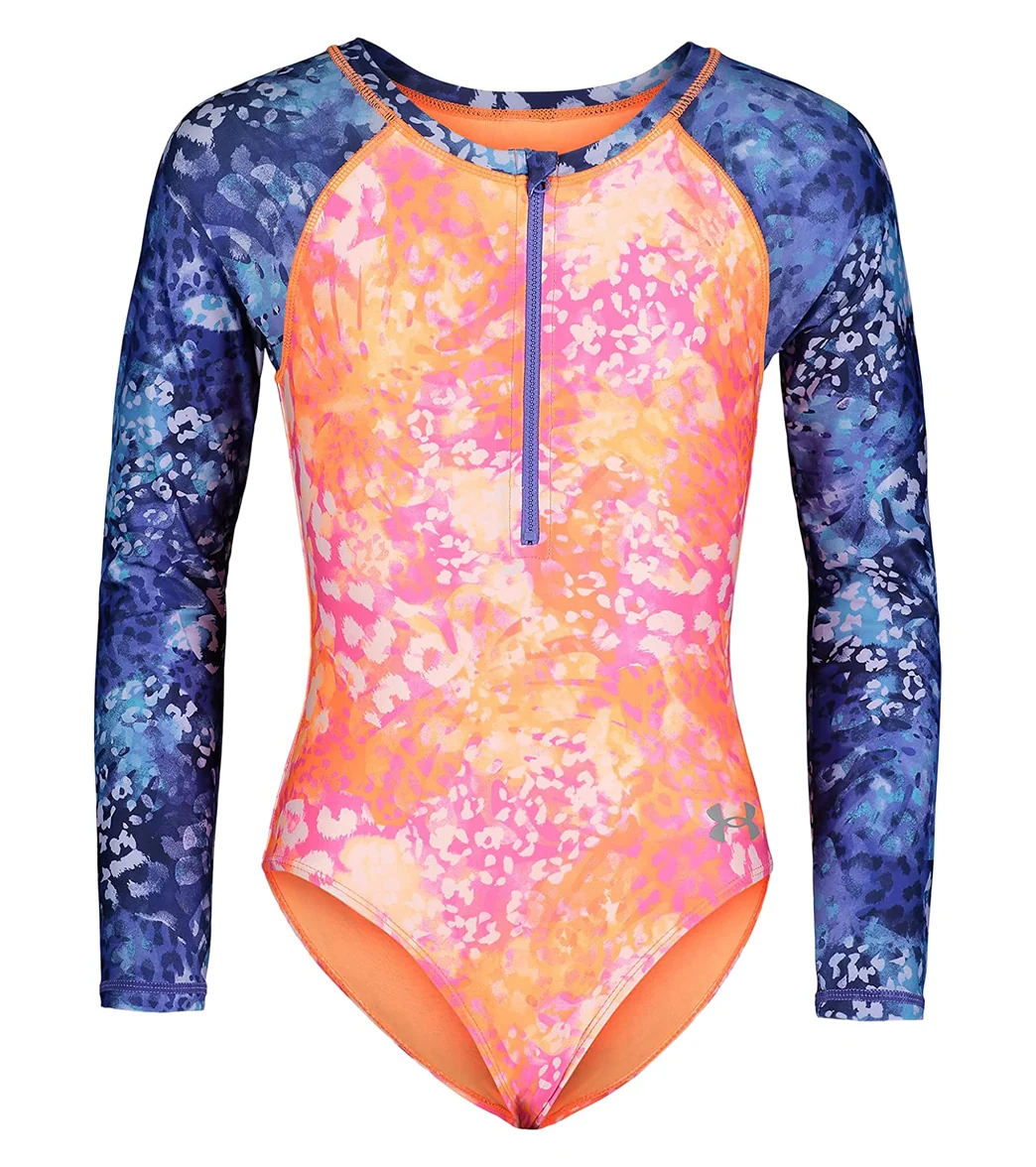 Under Armour Girls' UA Animal Tropic Long Sleeve One Piece Swimsuit (Toddler, Little Kid) - Image 4