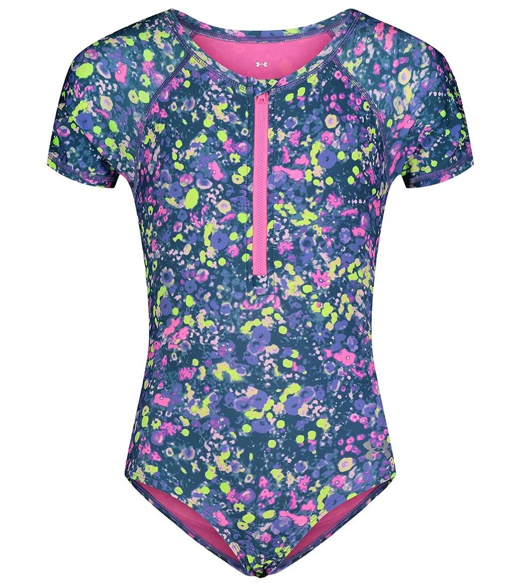 Under Armour Girls' UA Micro Meadow Short Sleeve One Piece Swimsuit (Toddler, Little Kid) - Image 4