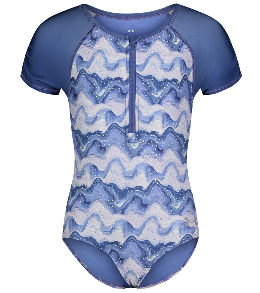 Under Armour Girls' UA Mixing Waves Short Sleeve One Piece Swimsuit (Little Kid) - Image 6