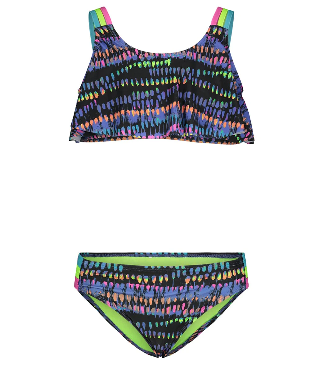 Under Armour Girls' UA Watercolor Drip Flutter Two Piece Bikini Set (Big Kid) - Image 4