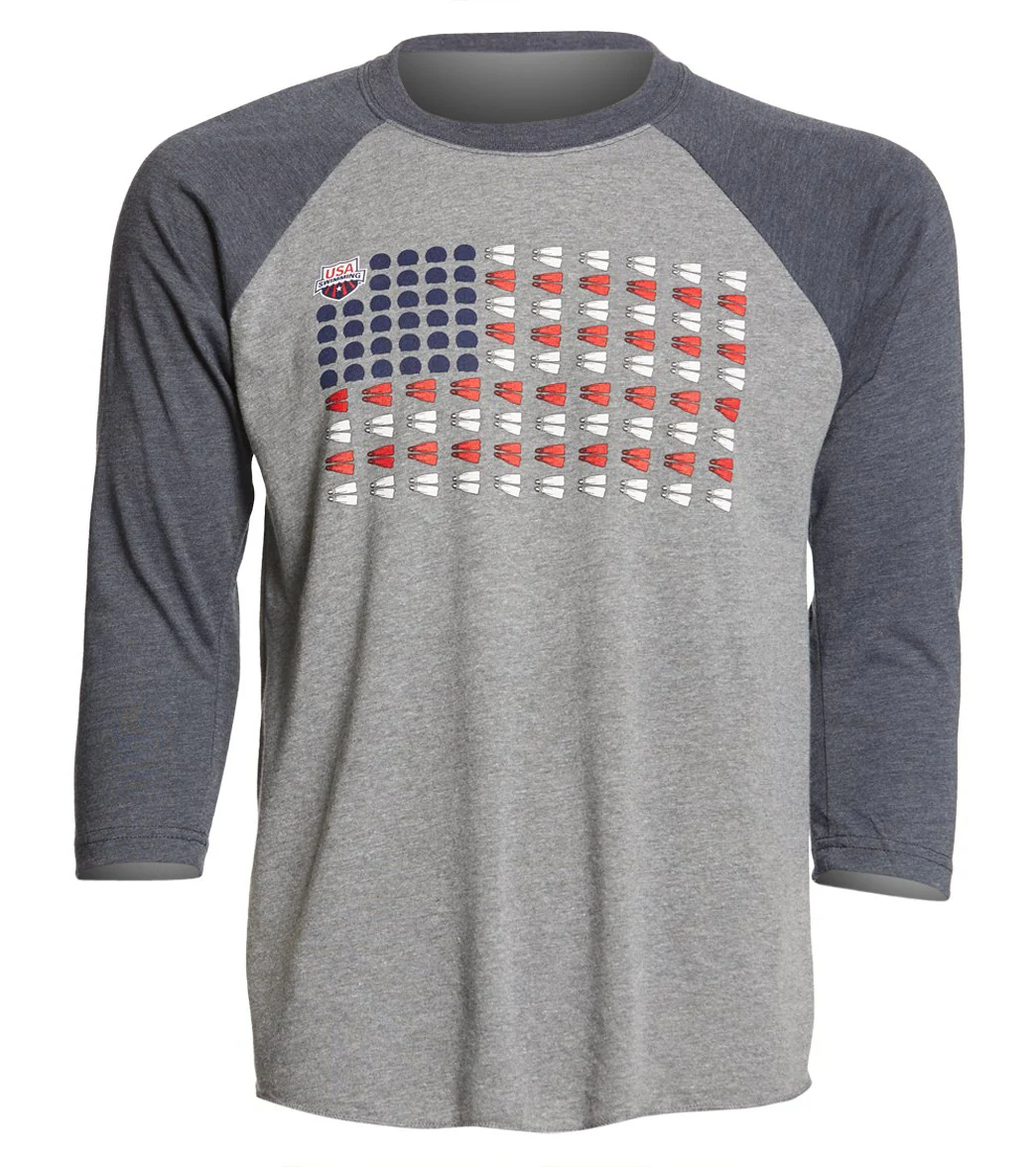 USA Swimming Unisex Caps and Fins Raglan T-Shirt - Image 5