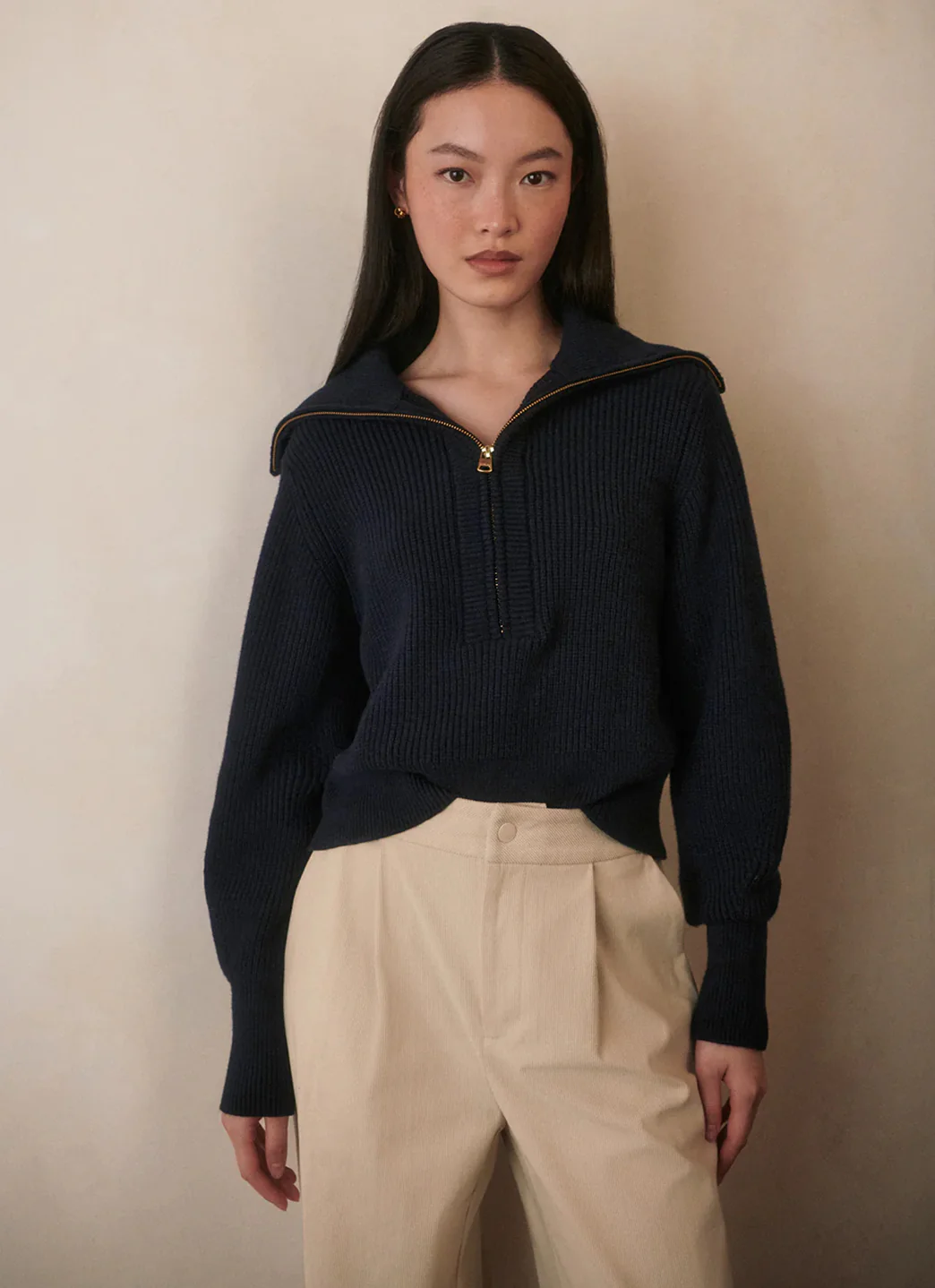 Varley Maura Half Zip Rib Knit Sweater - Image 2