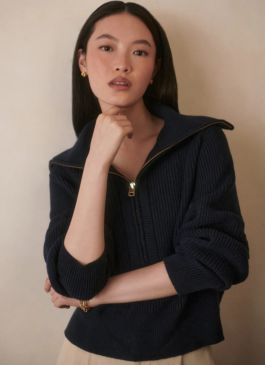Varley Maura Half Zip Rib Knit Sweater - Image 6