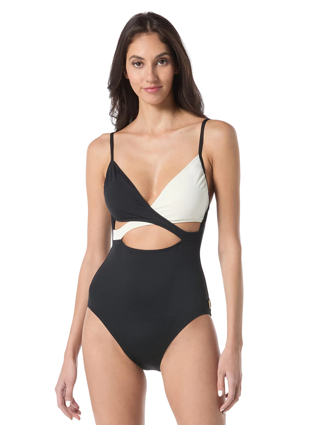 Vince Camuto Women's Color Block Cross Top One Piece Swimsuit - Image 2