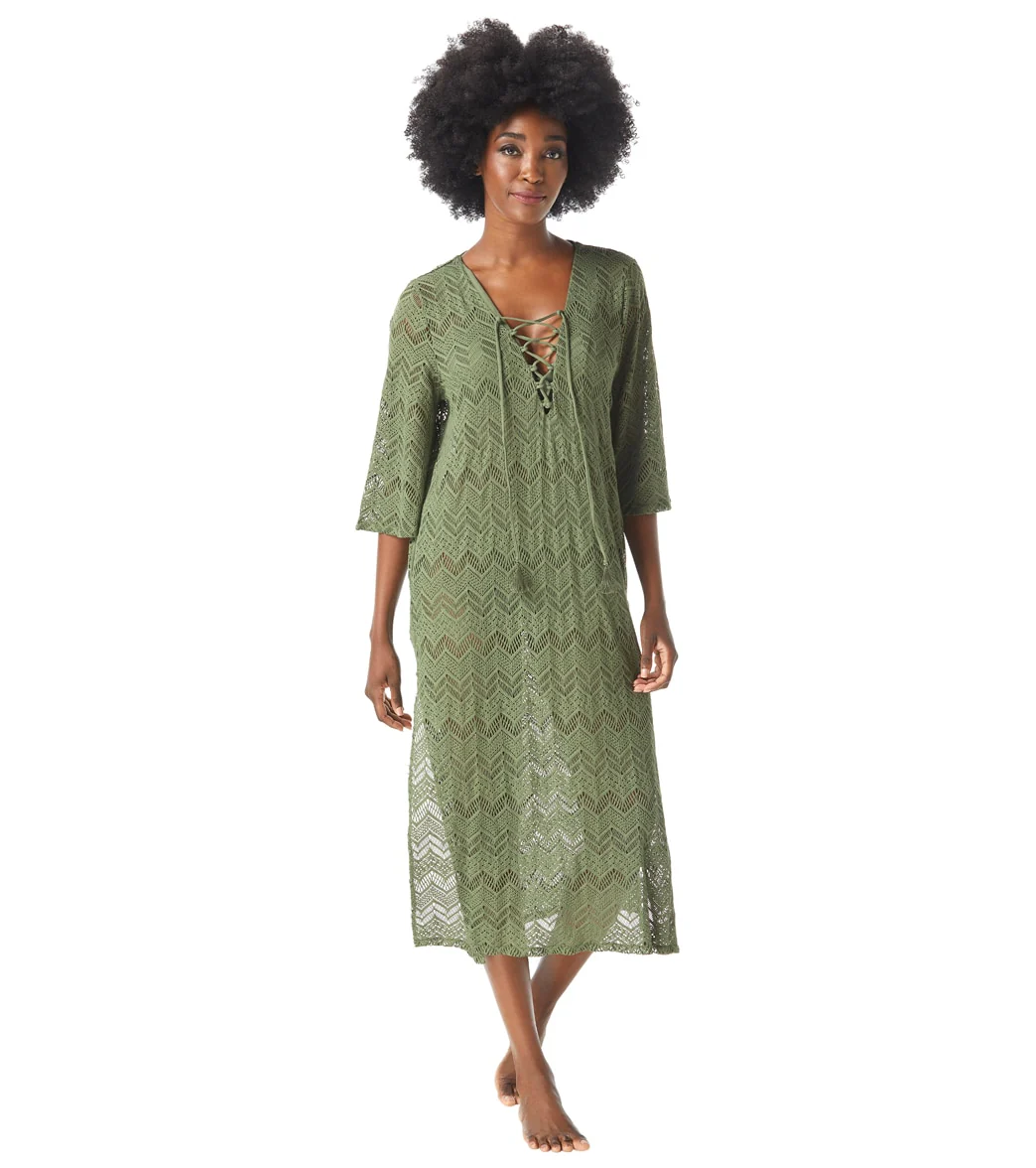 Vince Camuto Women's Crochet Lace Midi Caftan Cover Up